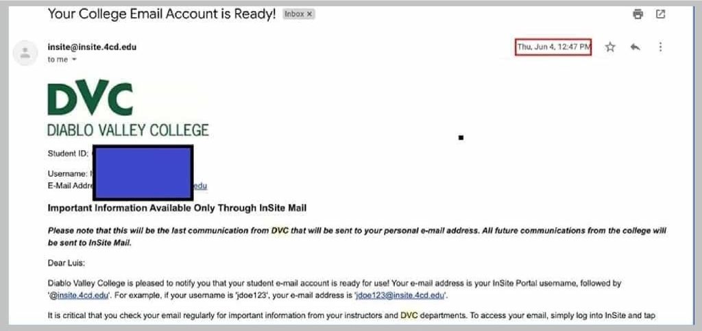 Last Step: Open CCCApply DVC Verification Email
