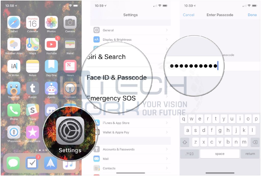 Step 2: Tap Face ID or Touch ID Passcode Option