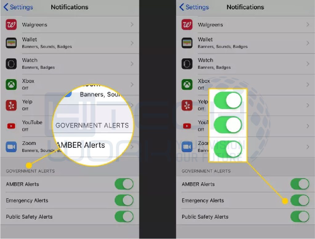Step 3: Tap Government Alerts and Turn off Emergency & amber alerts