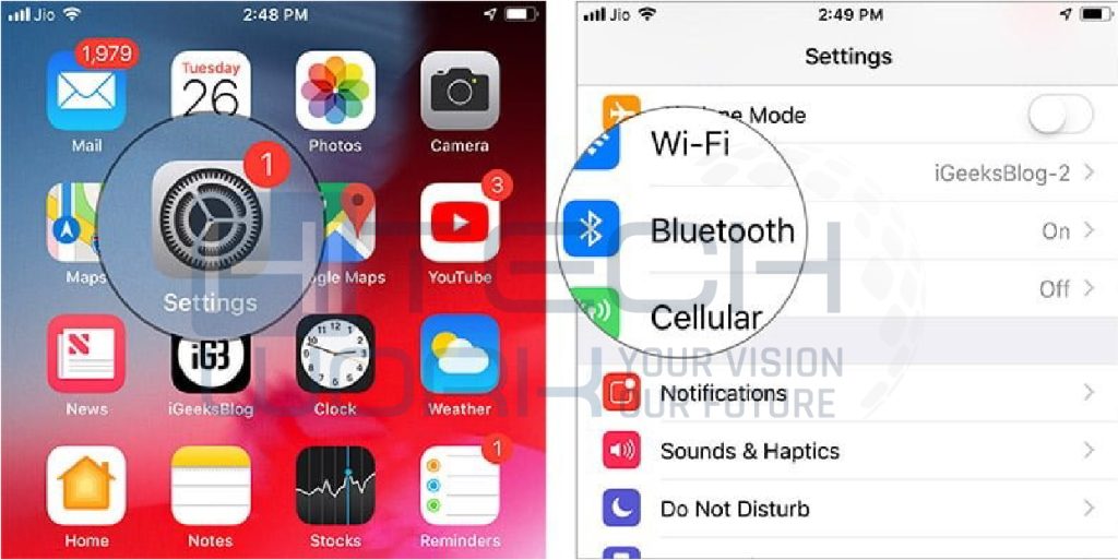 Step 1 - Tap settings & find Bluetooth