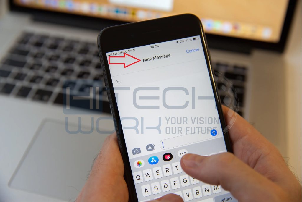 Step 2 - tap compose button to begin new message on iPhone