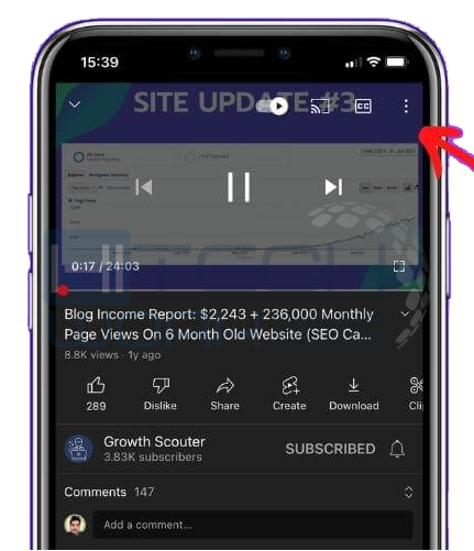 Step 1 - Tap three dot on the top-right of the playback video