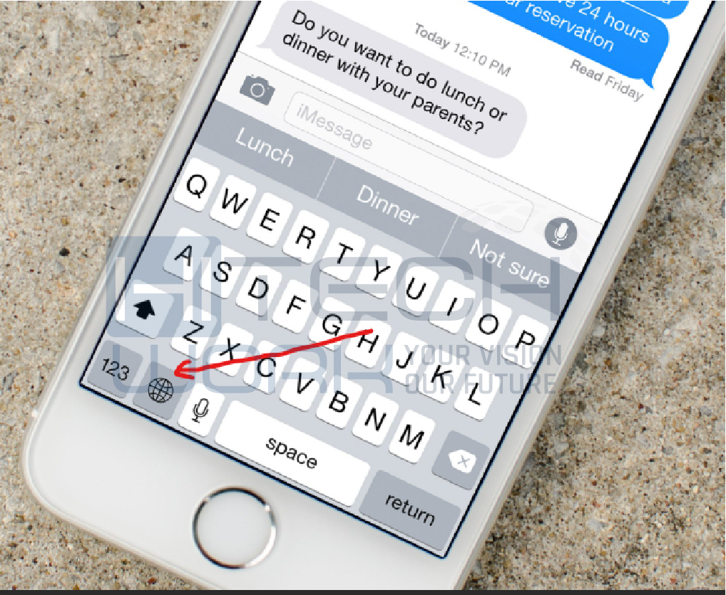 tap the globe to Get the Left-& right Handed Keyboards on iPhone