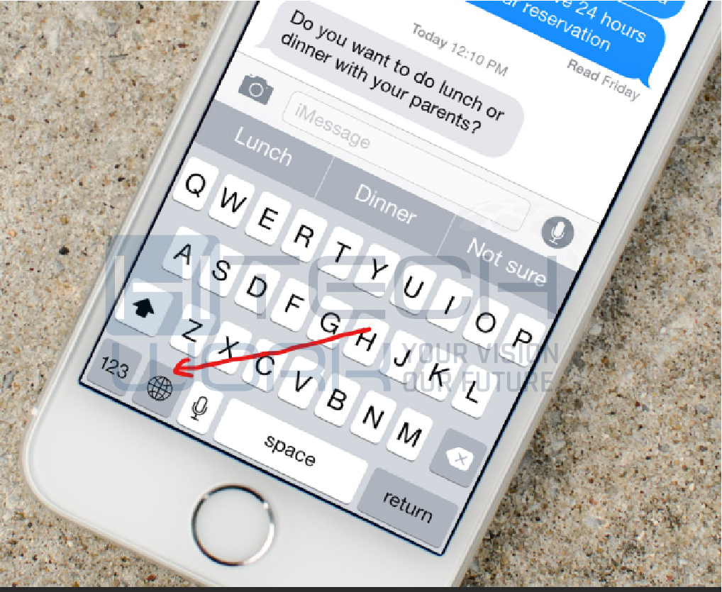 tap the globe to Get the Left-& right Handed Keyboards on iPhone