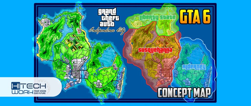 GTA-6 concept world map, Games, Mapsland