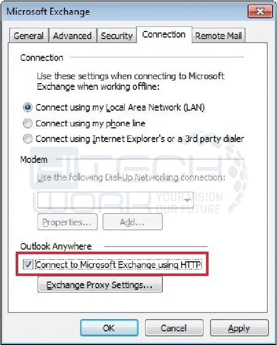 Step 4: checkbox for Connect to Microsoft Exchange