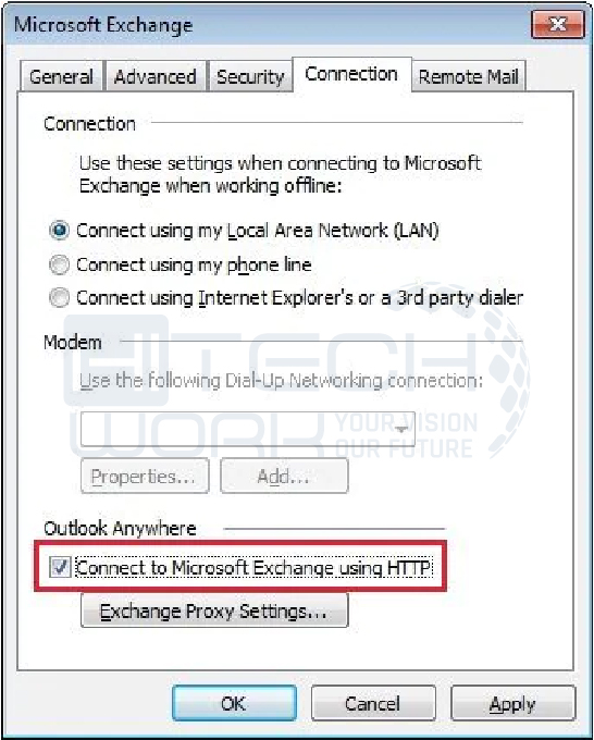 Step 4: checkbox for Connect to Microsoft Exchange