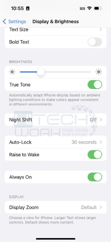 Step 4: Slide the toggle next to Always On 