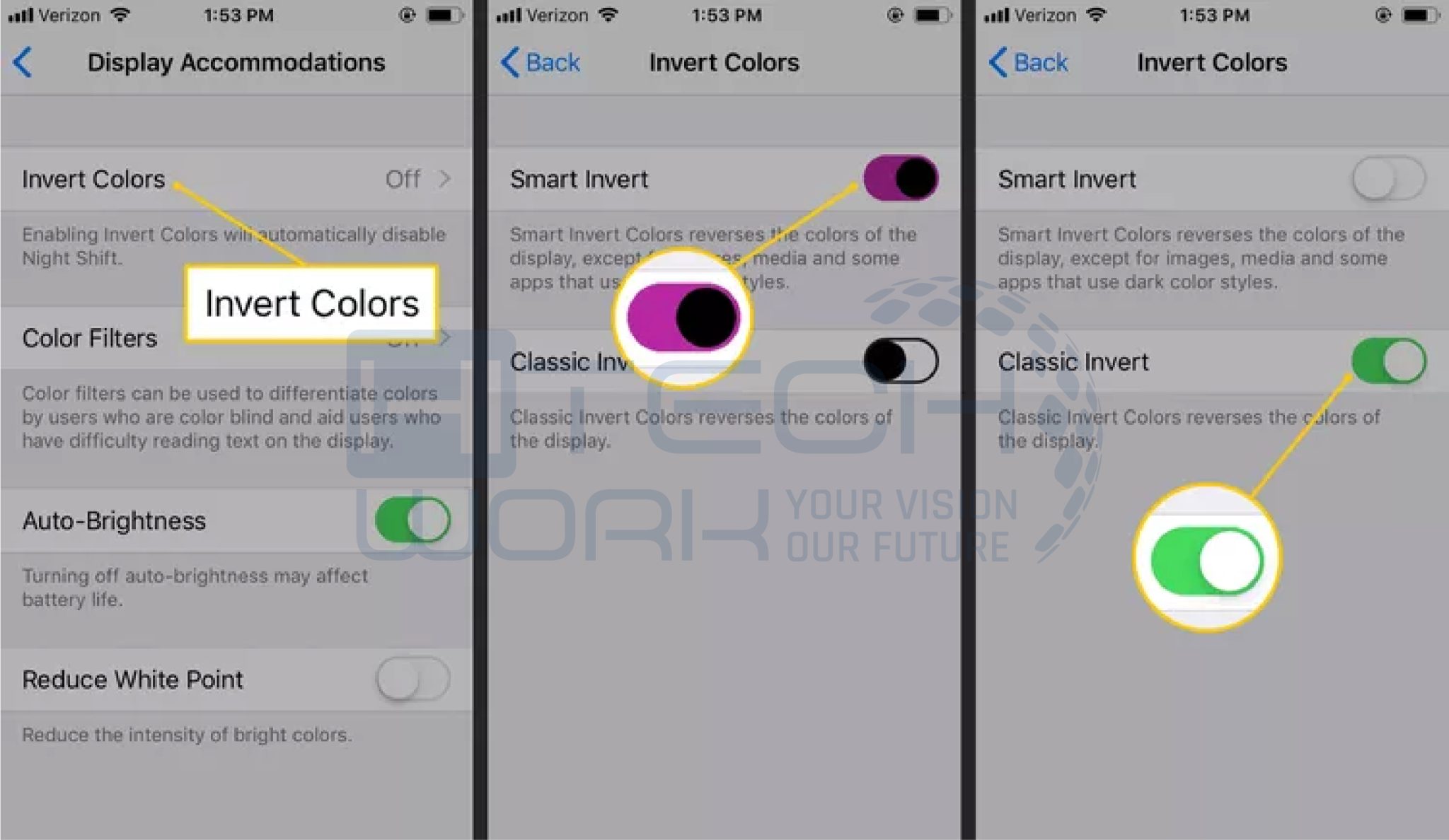 how to change screen color iphone 13