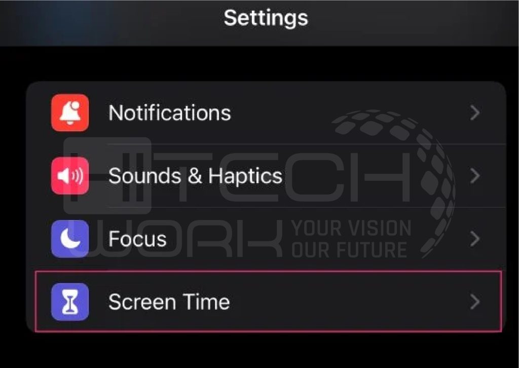 Tap the Screen Time option.