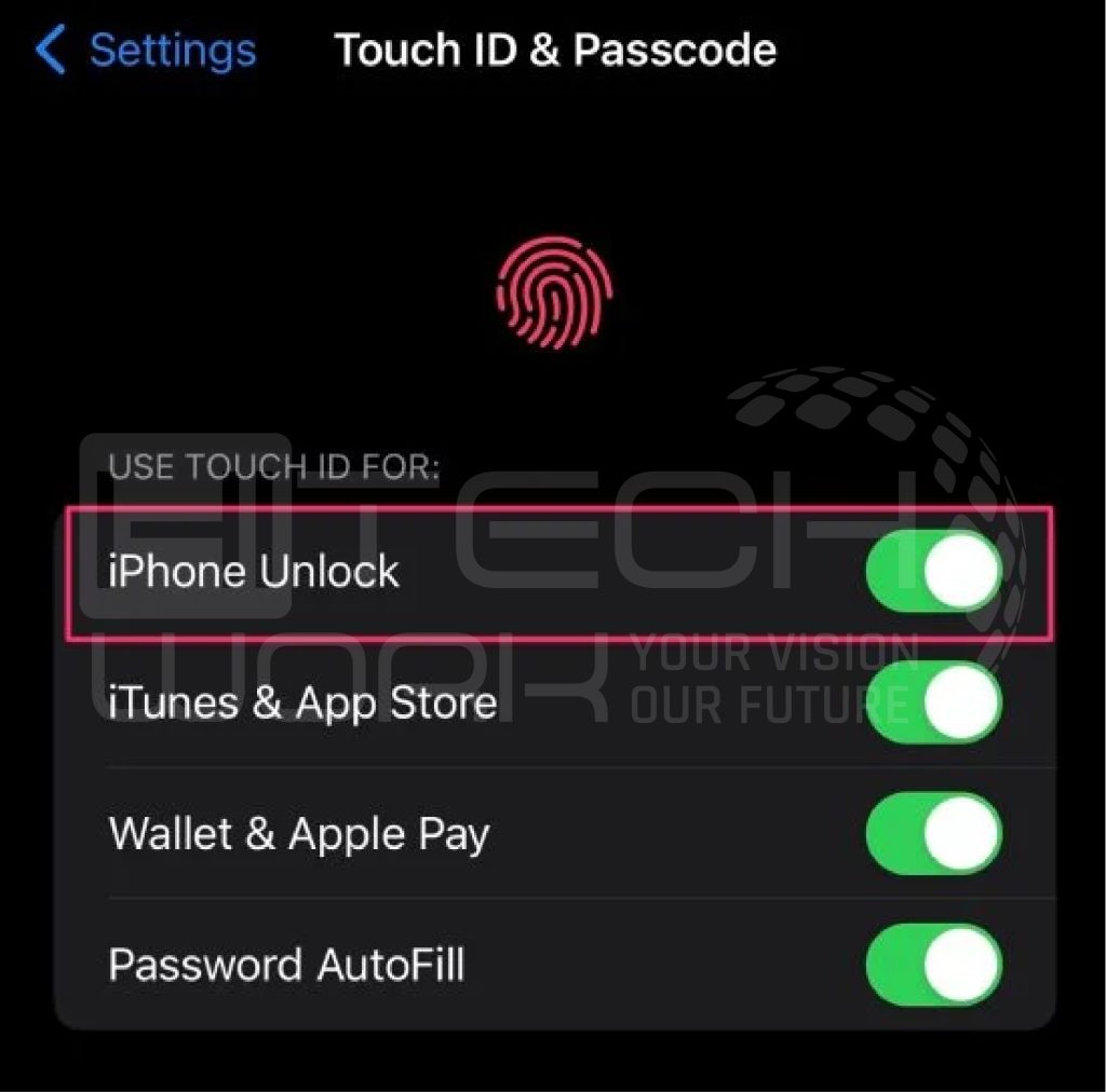 toggle on the iPhone Unlock 