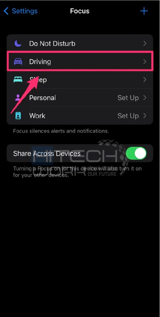 see driving mode & other do not disturb options.
