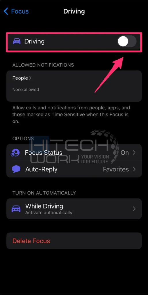 To disable driving mode, select driving and toggle it off.