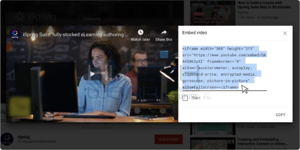 Now you have to copy the entire string: A part of how to add a Youtube video to PowerPoint