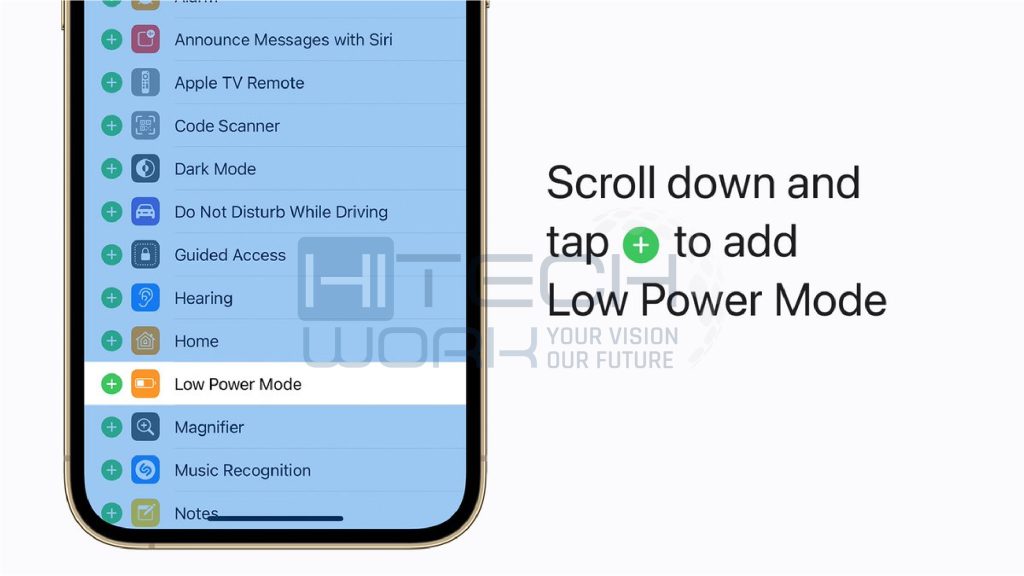 Low Power Mode to iPhone control center