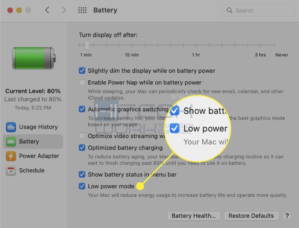 check the box of Low Power mode and click on it 