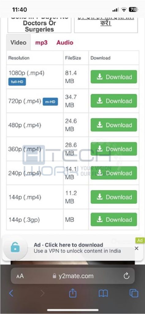select the video quality