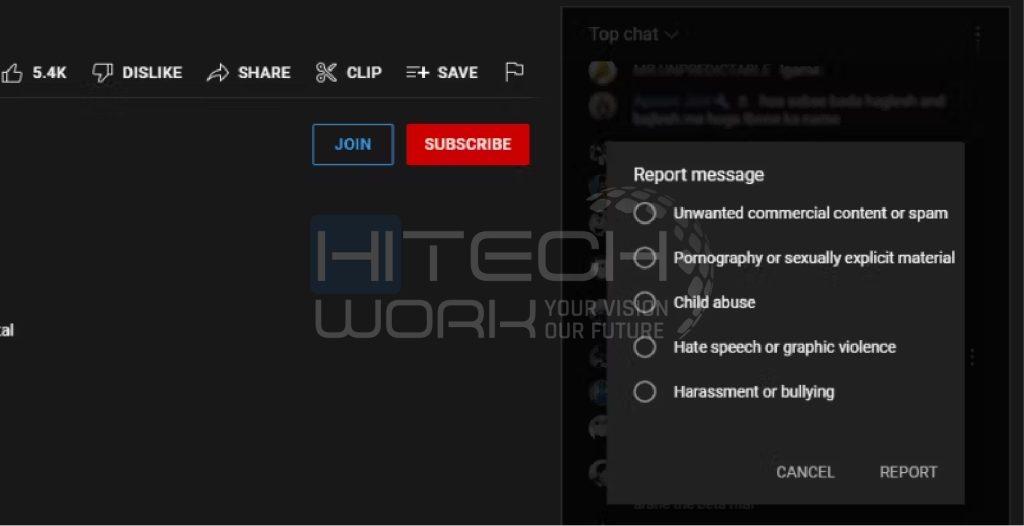How to Report a Live Chat Message on YT