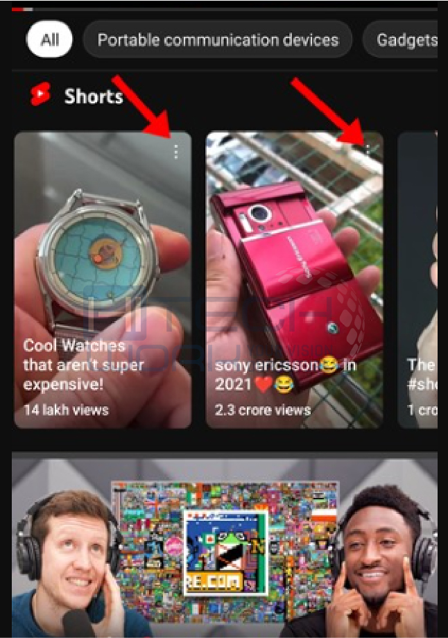 tap three-dot icon to turn off shorts in Youtube