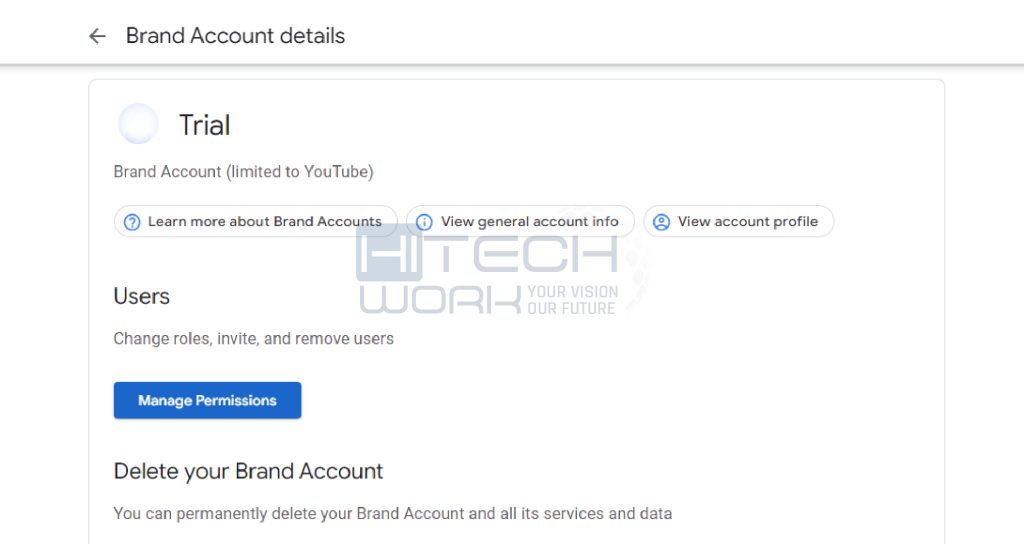 brand account detail page