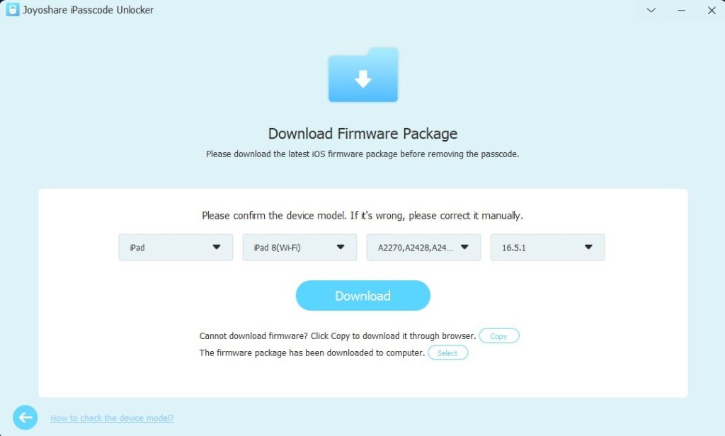 Download firmware package