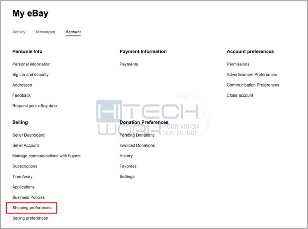 Select Shipping preferences