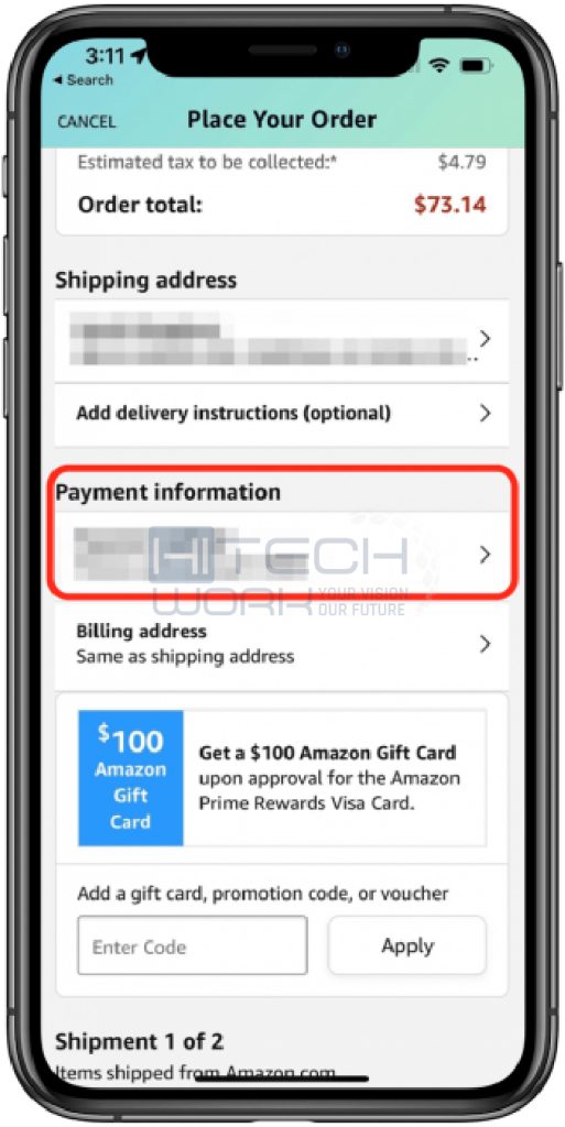 Tap Payment Information