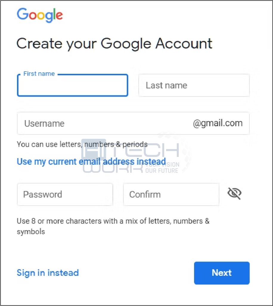 Create your google account