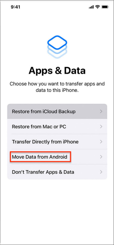 Tap on Move Data from Android