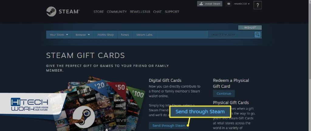 Digital Gift Cards and Funds in the Steam App