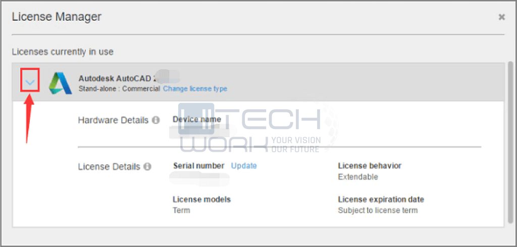 get AutoCAD product key in license details