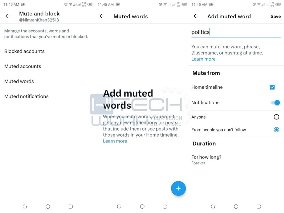 Method 1: How to block words on twitter x on android app