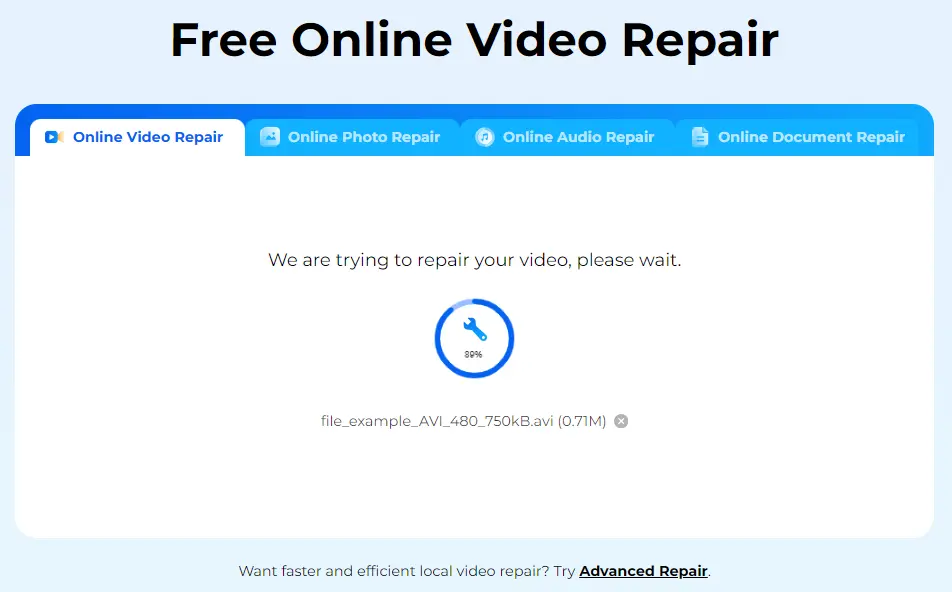 Automatically repair AVI video