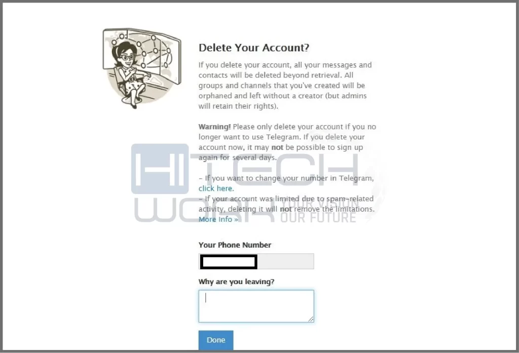 delete telegram account on PC 2nd step