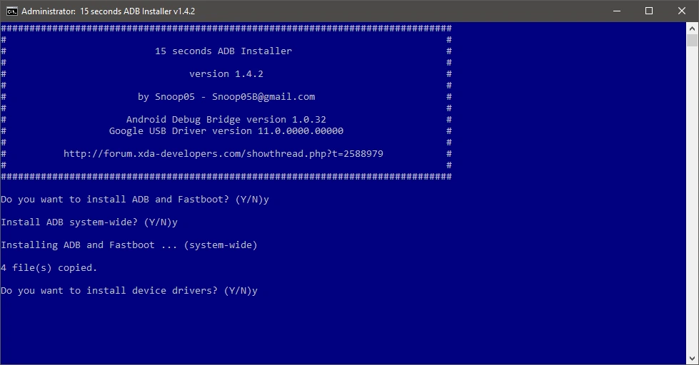 type y to install adb
